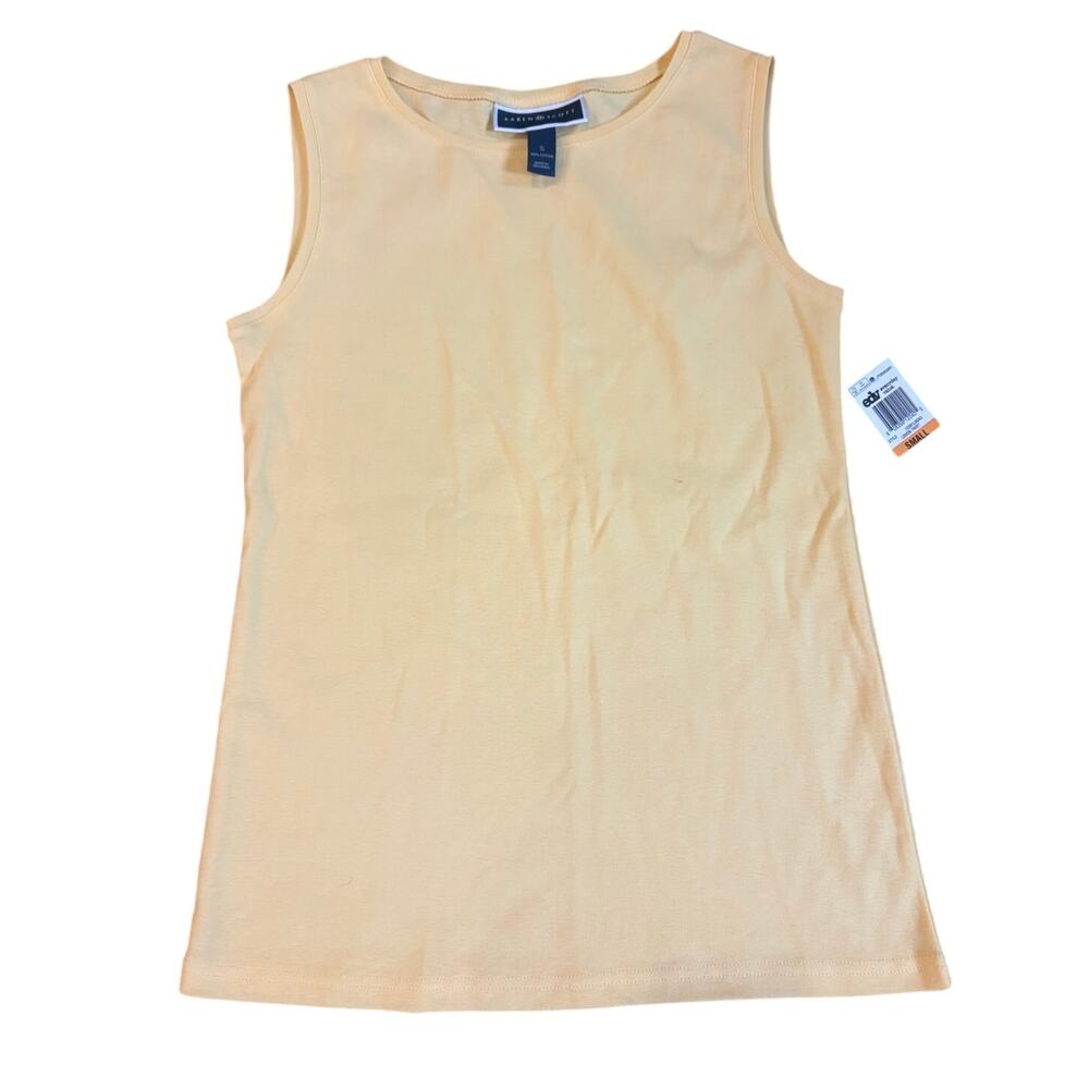Karen Scott Womens Small 100% Cotton Butter Yellow Shell Tank NWT